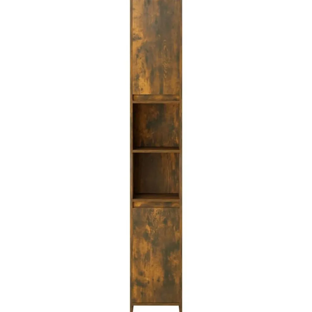 vidaXL Armario baño madera contrachapada 30x30x183,5cm Roble ahumado Hot