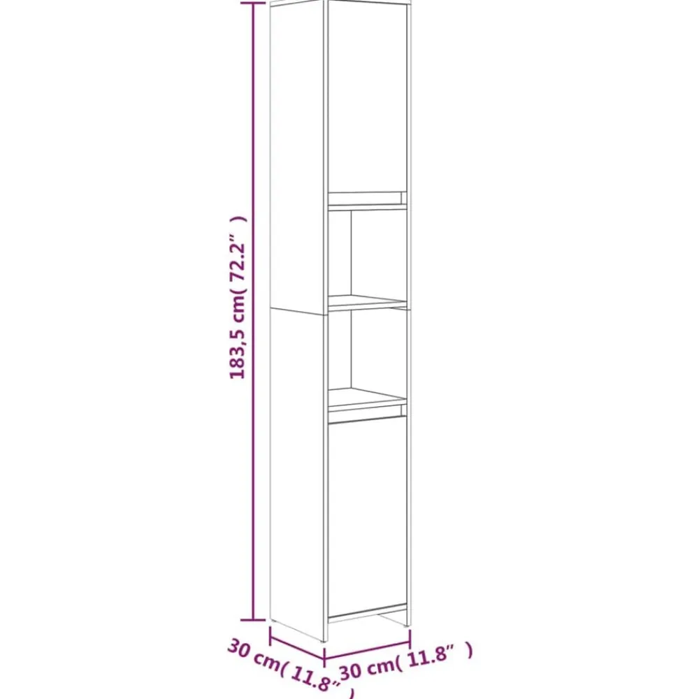vidaXL Armario baño madera contrachapada 30x30x183,5cm Roble ahumado Hot