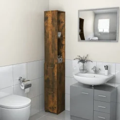 vidaXL Conjuntos De Muebles-Armario baño madera contrachapada 25x26,5x170 cm
