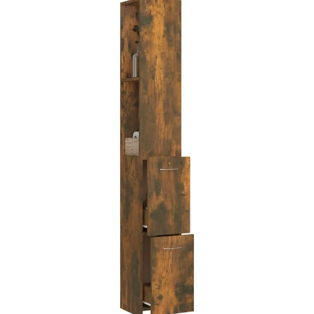 vidaXL Conjuntos De Muebles-Armario baño madera contrachapada 25x26,5x170 cm
