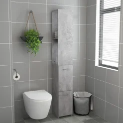 vidaXL Conjuntos De Muebles-Armario baño madera contrachapada gris hormigón 25x26,5x170 cm