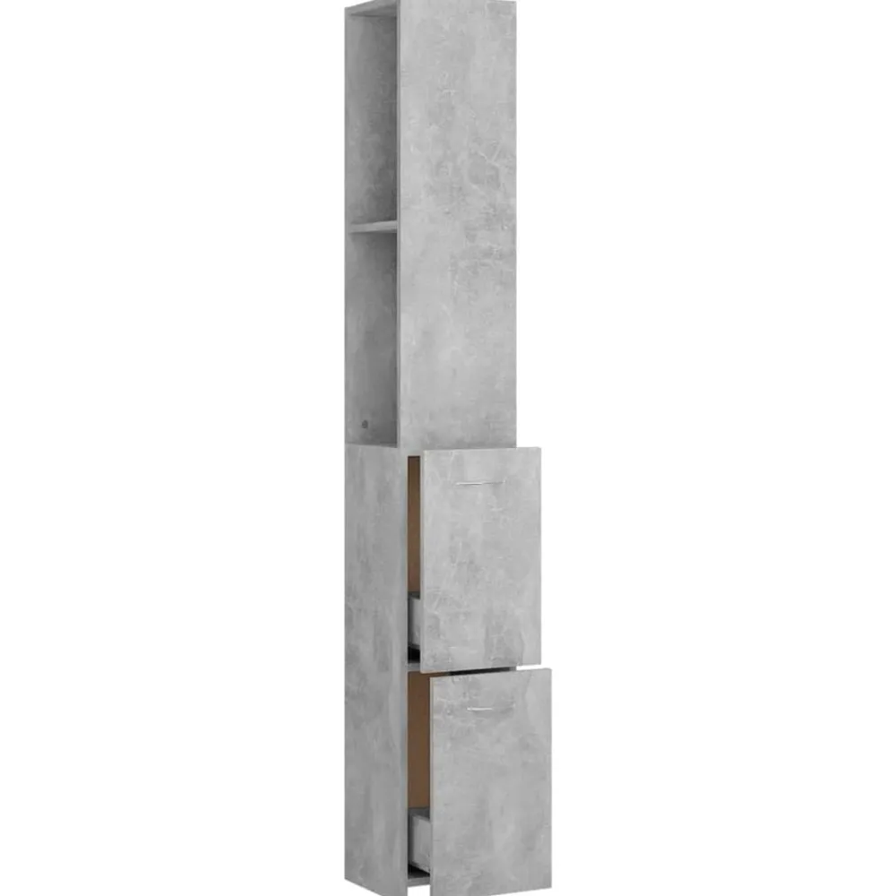 vidaXL Conjuntos De Muebles-Armario baño madera contrachapada gris hormigón 25x26,5x170 cm