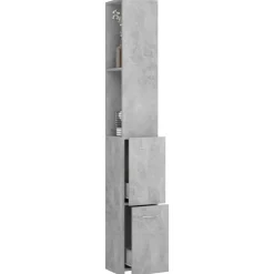 vidaXL Conjuntos De Muebles-Armario baño madera contrachapada gris hormigón 25x26,5x170 cm