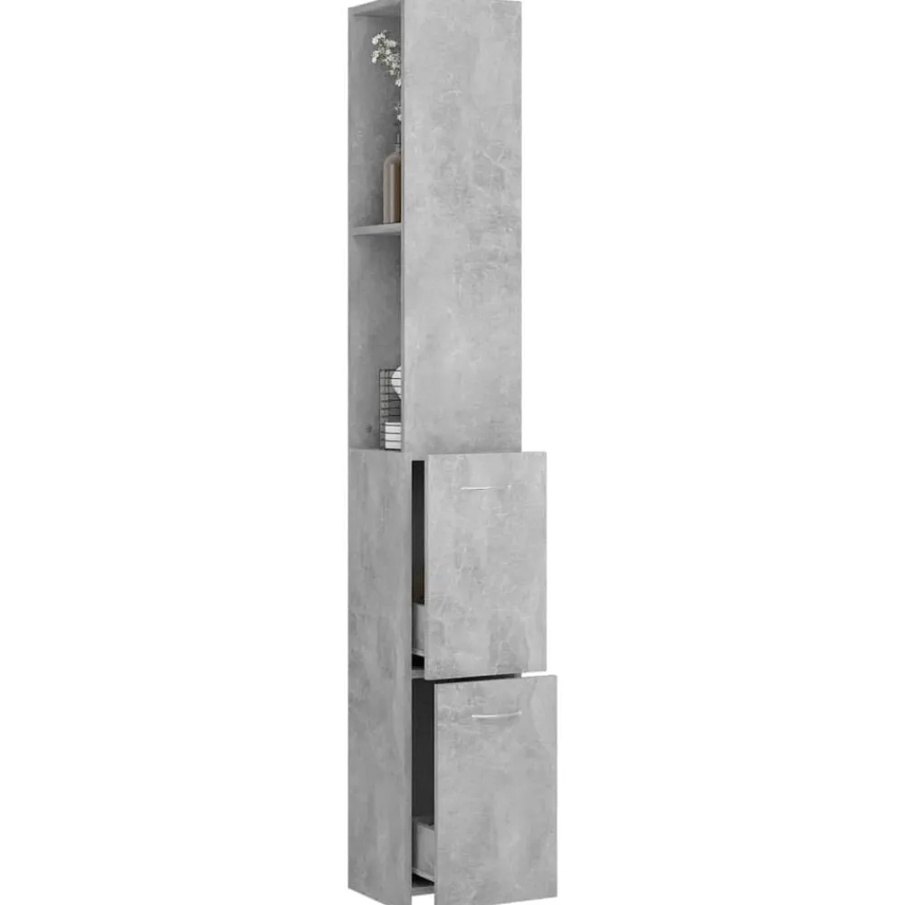 vidaXL Conjuntos De Muebles-Armario baño madera contrachapada gris hormigón 25x26,5x170 cm