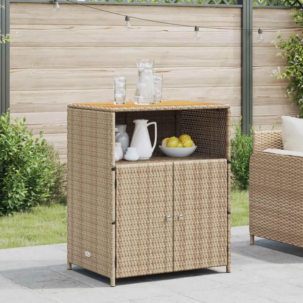 vidaXL Armario 70 x 50 x 87 cm Poliéster y Ratten Roly Beige Best