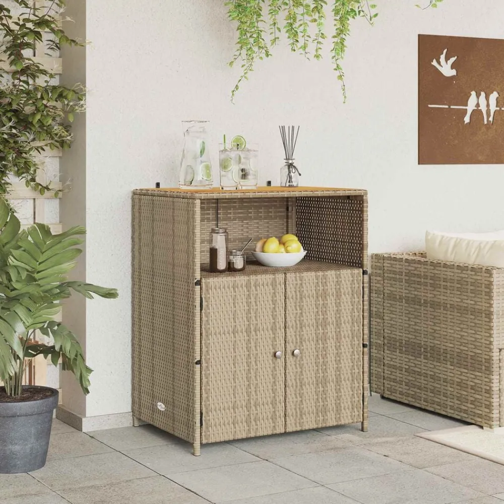 vidaXL Armario 70 x 50 x 87 cm Poliéster y Ratten Roly Beige Best