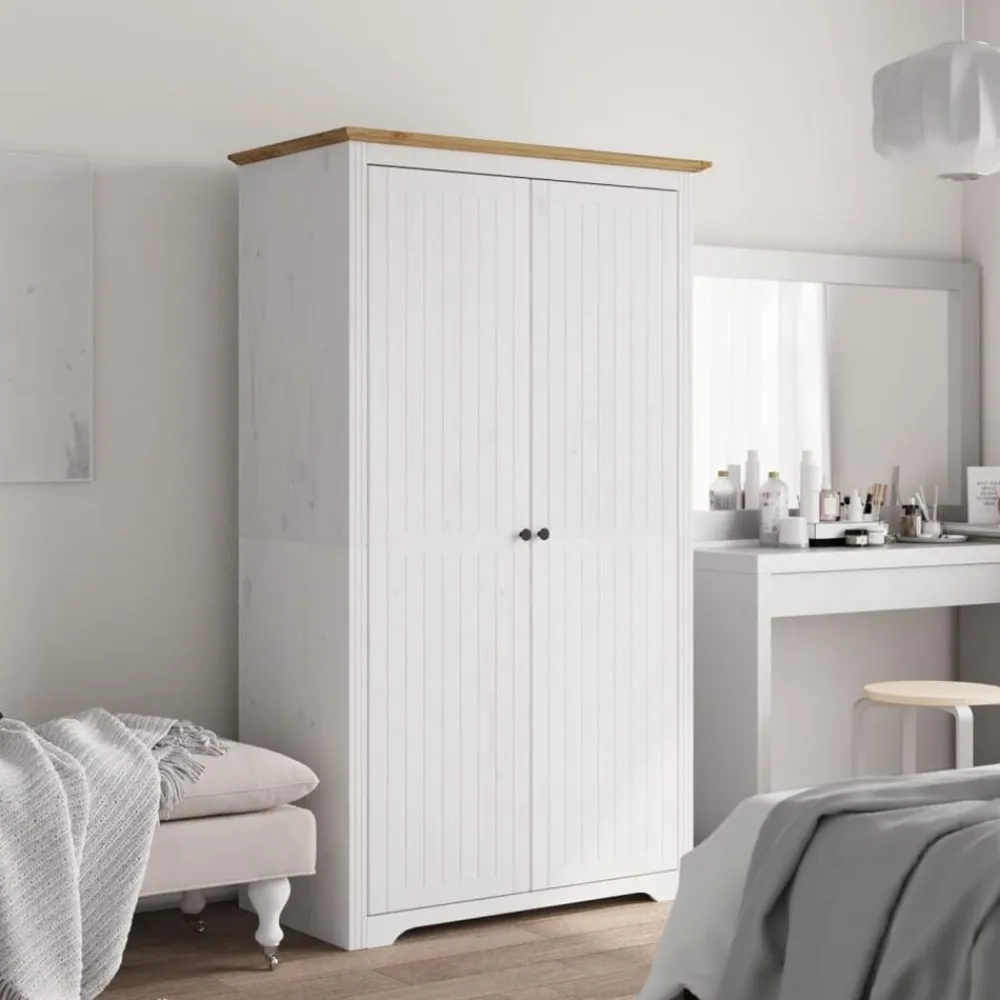 vidaXL Armario BODO madera maciza de pino blanco marrón 99x53,5x173 cm Marrón Hot