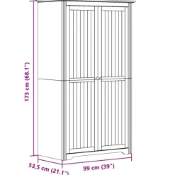 vidaXL Armario BODO madera maciza de pino blanco marrón 99x53,5x173 cm Marrón Hot