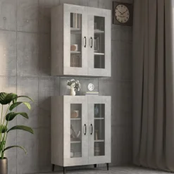 vidaXL Armario colgante de pared gris hormigón 69,5x34x90 cm Gris hormig&oacute;n Discount