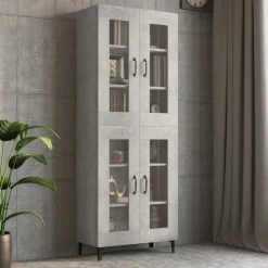 vidaXL Armario colgante de pared gris hormigón 69,5x34x90 cm Gris hormig&oacute;n Discount