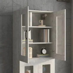 vidaXL Armario colgante de pared gris hormigón 69,5x34x90 cm Gris hormig&oacute;n Discount