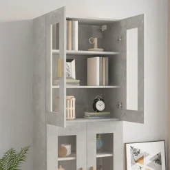 vidaXL Armarios Y Almacenamiento-Armario colgante de pared gris hormigón 69,5x34x90 cm