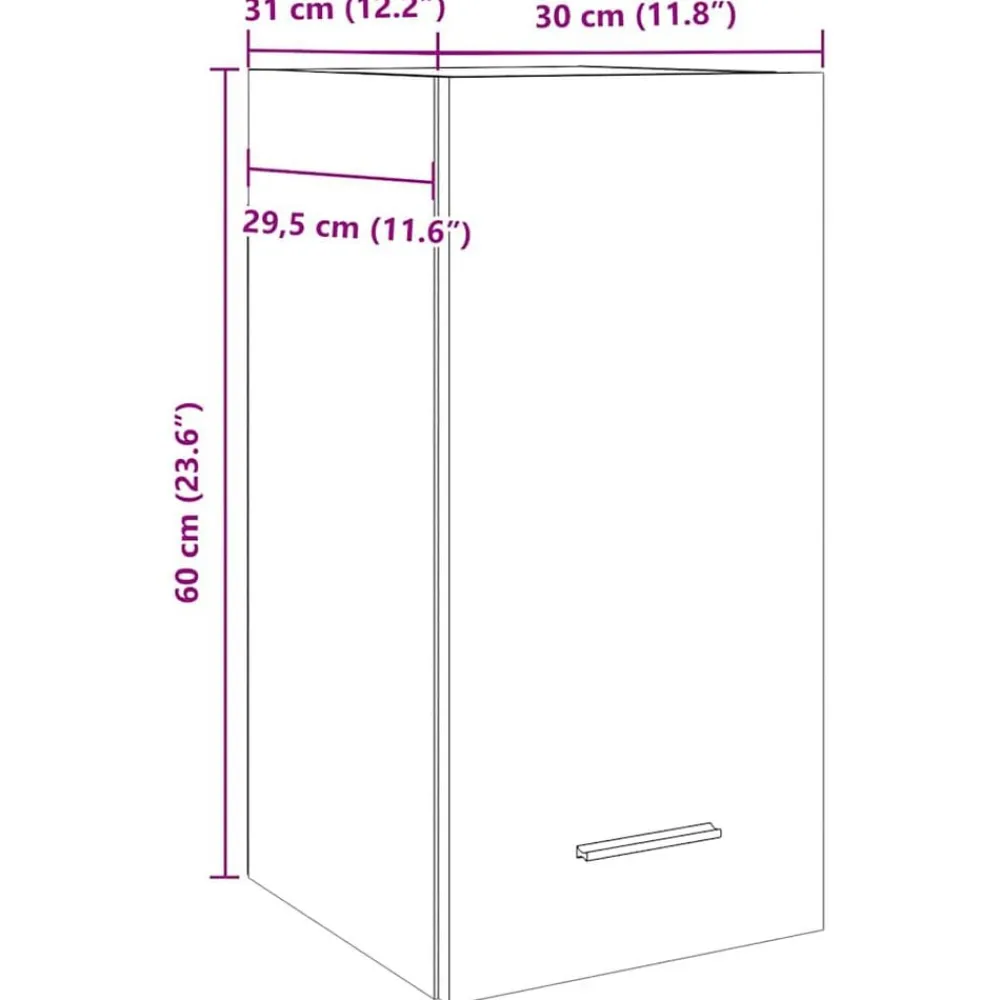 vidaXL Armarios Y Almacenamiento-Armario colgante "Lyon" gris hormigón 30x31x60 cm madera de ingeniería