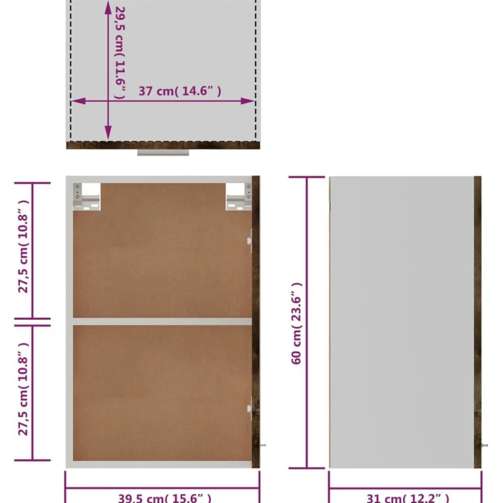vidaXL Armario colgante "Lyon" 39,5x31x60 cm madera de ingeniería Gris sonoma Online