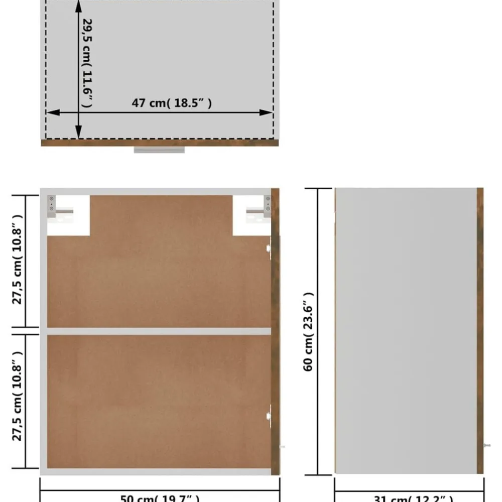 vidaXL Armario colgante "Lyon" de, , 50x31x60 cm, madera de ingeniería Roble ahumado Sale