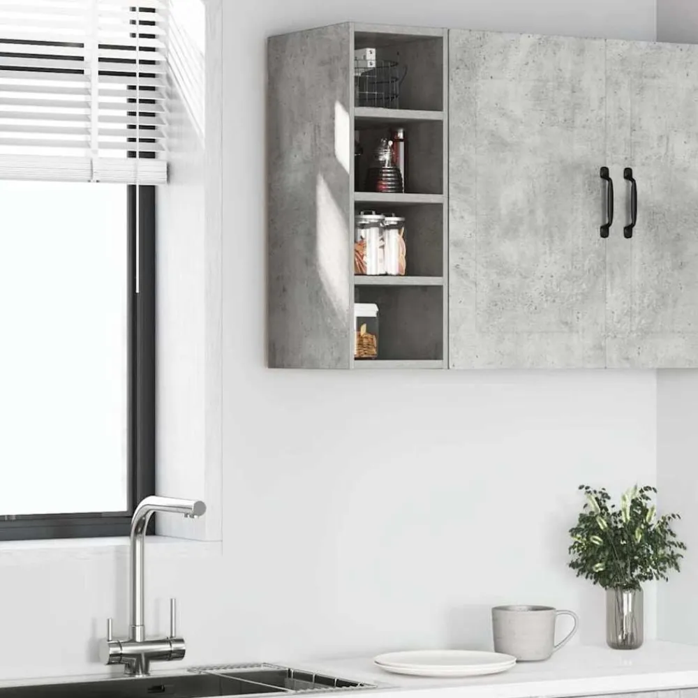 vidaXL Armarios Y Almacenamiento-Armario colgante "Riga" gris hormigón 20x29,5x60 cm madera de ingeniería