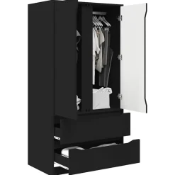 vidaXL Armario con cajón 79,5 x 49 x 156 cm Madera de ingeniería Negro Outlet