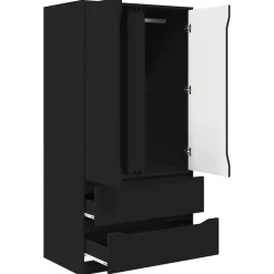 vidaXL Armario con cajón 79,5 x 49 x 156 cm Madera de ingeniería Negro Outlet