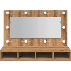 vidaXL Armarios Y Almacenamiento-Armario con espejo y LED Roble Artesano 90x31,5x62 cm