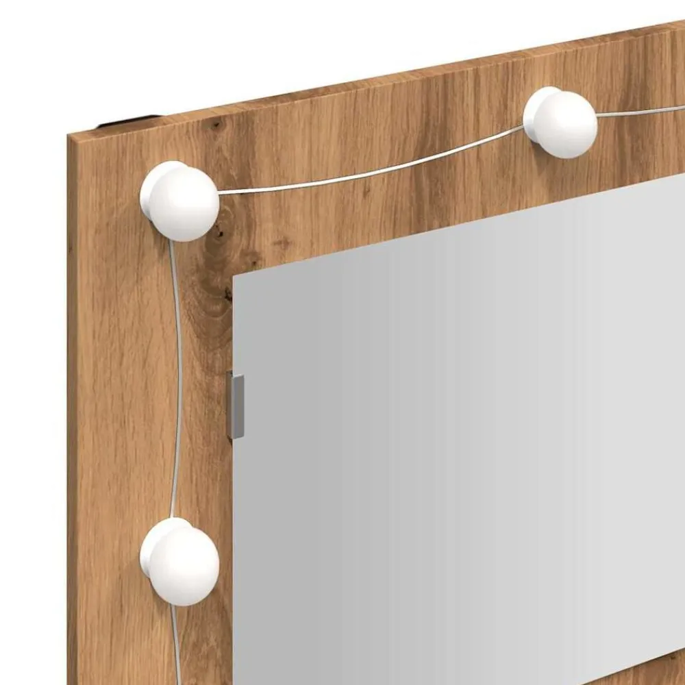 vidaXL Armarios Y Almacenamiento-Armario con espejo y LED Roble Artesano 90x31,5x62 cm