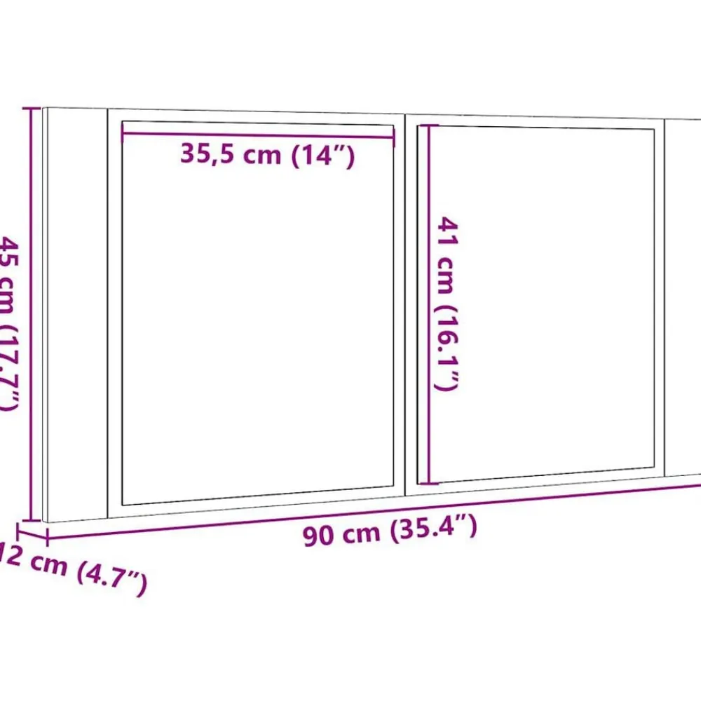 vidaXL Armario con espejo LED madera ingeniería envejecida 90x12x45 cm Madera antigua Hot