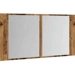 vidaXL Armario con espejo LED madera ingeniería envejecida 90x12x45 cm Madera antigua Hot