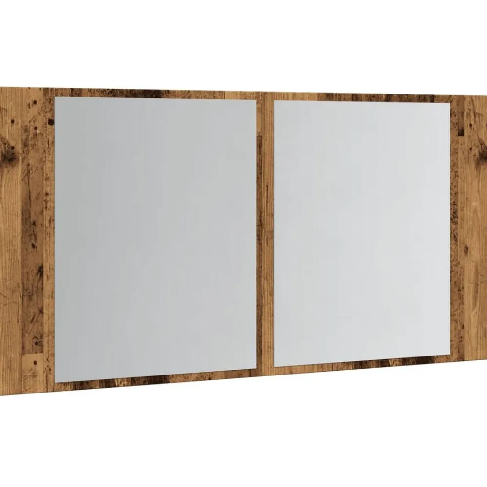 vidaXL Armario con espejo LED madera ingeniería envejecida 90x12x45 cm Madera antigua Hot