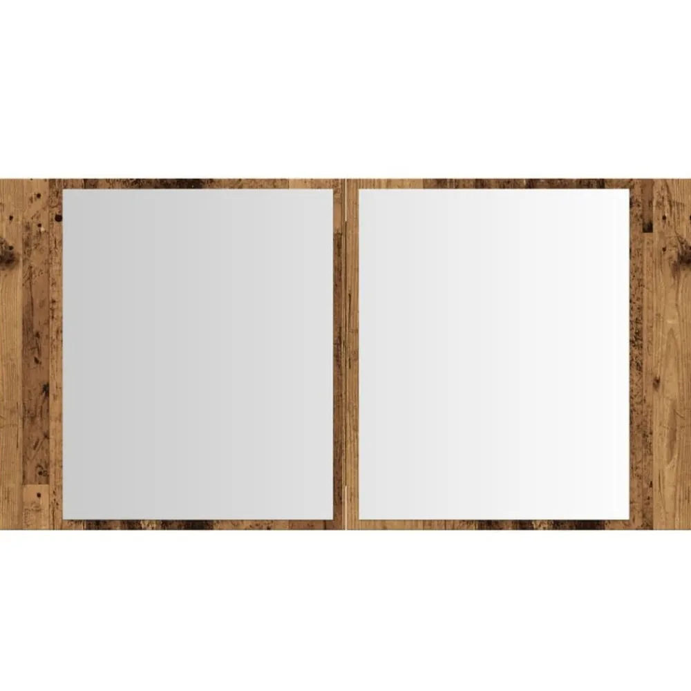vidaXL Armario con espejo LED madera ingeniería envejecida 90x12x45 cm Madera antigua Hot