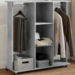 vidaXL Productos Del Hogar-Armario con ruedas madera ingeniería gris hormigón 102x38x110cm