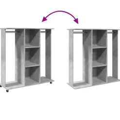 vidaXL Productos Del Hogar-Armario con ruedas madera ingeniería gris hormigón 102x38x110cm