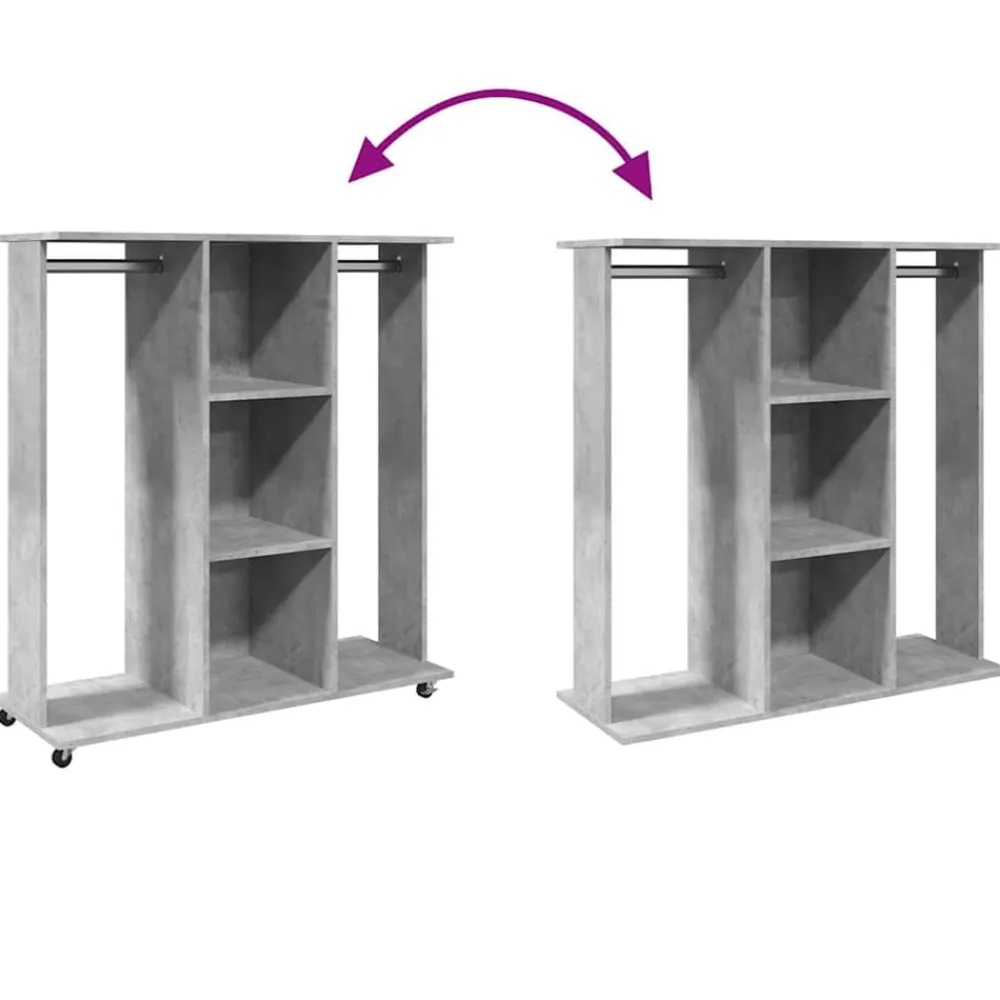 vidaXL Productos Del Hogar-Armario con ruedas madera ingeniería gris hormigón 102x38x110cm