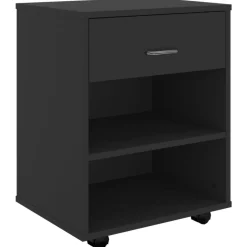 vidaXL Armario con ruedas madera contrachapada 46x36x59 cm Negro New