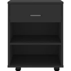 vidaXL Armario con ruedas madera contrachapada 46x36x59 cm Negro New