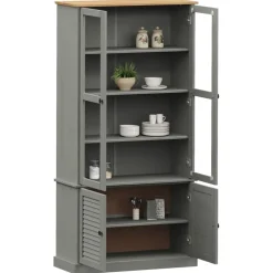 vidaXL Estanterías-Armario con vitrina VIGO madera maciza pino 85x35x170 cm