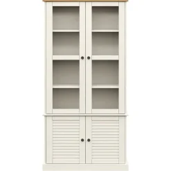 vidaXL Armario con vitrina VIGO madera maciza pino 85x35x170 cm Blanco Online