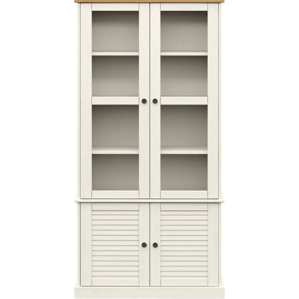 vidaXL Armario con vitrina VIGO madera maciza pino 85x35x170 cm Blanco Online