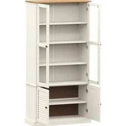 vidaXL Armario con vitrina VIGO madera maciza pino 85x35x170 cm Blanco Online