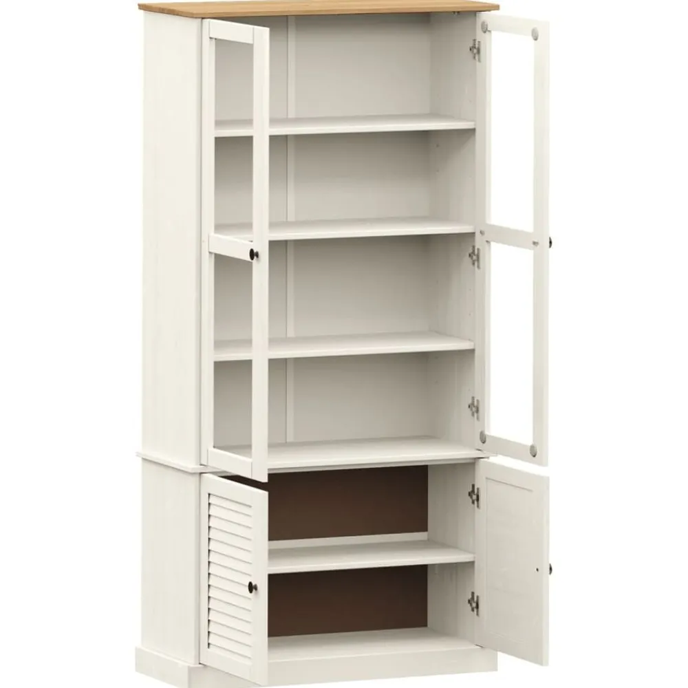 vidaXL Armario con vitrina VIGO madera maciza pino 85x35x170 cm Blanco Online