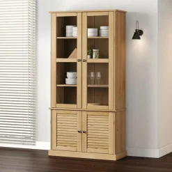 vidaXL Estanterías-Armario con vitrina VIGO madera maciza de pino 85x35x170 cm