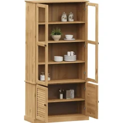 vidaXL Estanterías-Armario con vitrina VIGO madera maciza de pino 85x35x170 cm