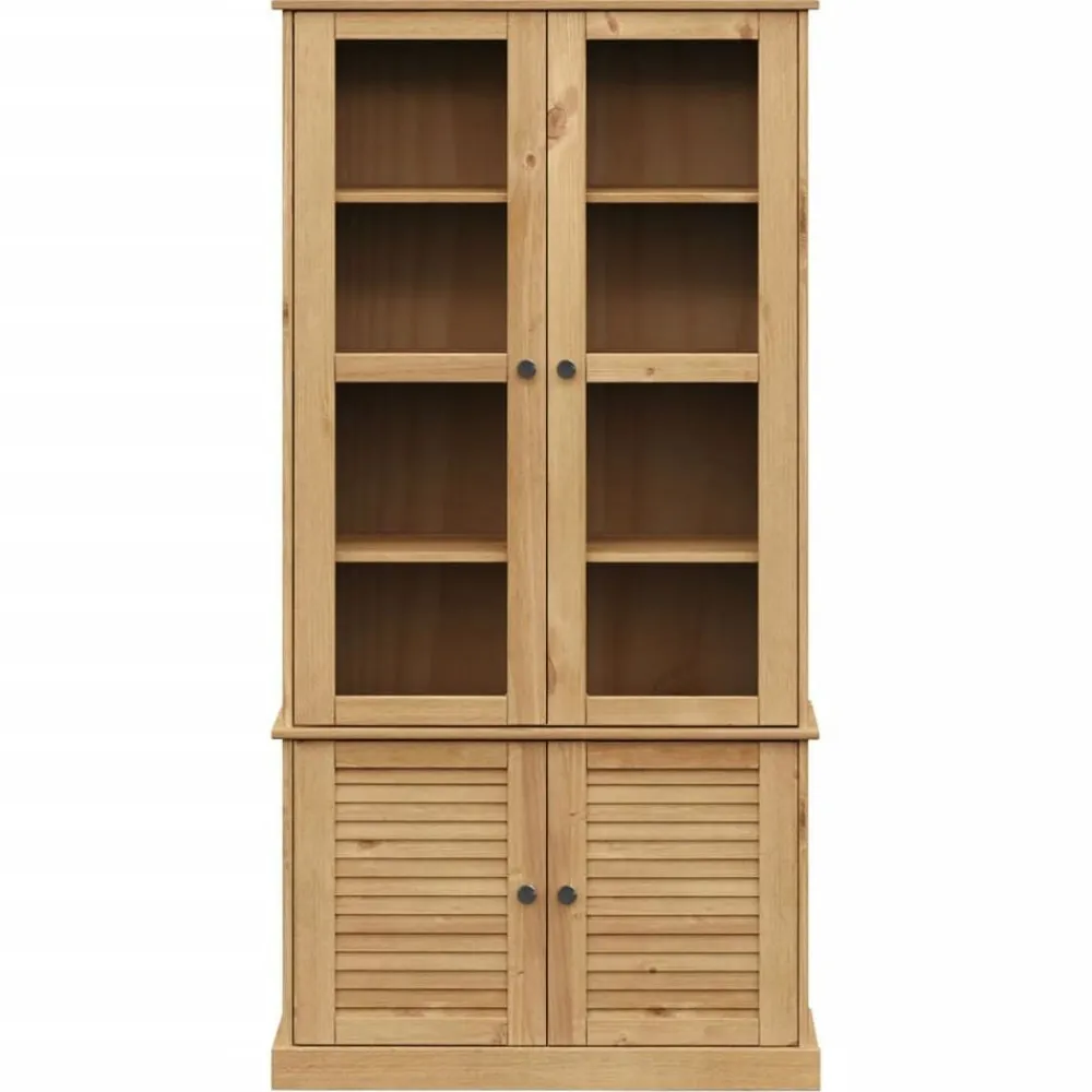 vidaXL Estanterías-Armario con vitrina VIGO madera maciza de pino 85x35x170 cm