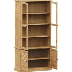 vidaXL Estanterías-Armario con vitrina VIGO madera maciza de pino 85x35x170 cm