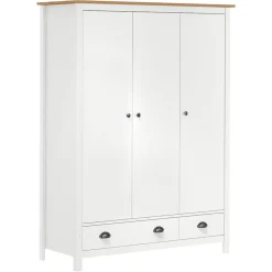 vidaXL Armario de 3 puertas Hill Range madera pino blanco 127x50x170cm Blanco y marrón Best