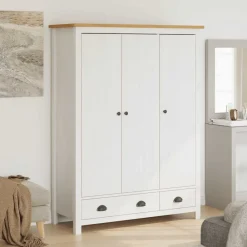 vidaXL Armario de 3 puertas Hill Range madera pino blanco 127x50x170cm Blanco y marr&oacute;n Best