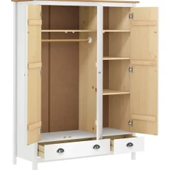 vidaXL Armario de 3 puertas Hill Range madera pino blanco 127x50x170cm Blanco y marr&oacute;n Best