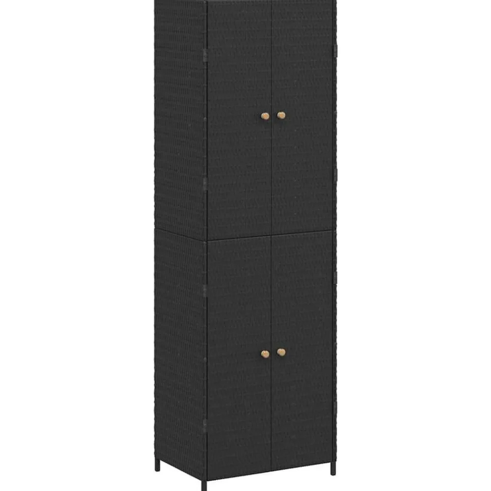 vidaXL Armario de almacenaje de jardín ratán PE 59x40x180 cm Negro Discount