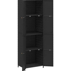 vidaXL Armario de almacenaje de jardín ratán PE 59x40x180 cm Negro Discount