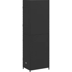 vidaXL Armario de almacenaje de jardín ratán PE 59x40x180 cm Negro Discount