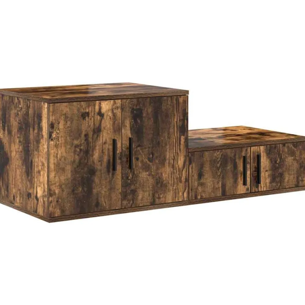 vidaXL Armario de almacenamiento 2 pcs 127 x 41 x 40 cm Roble ahumado Outlet