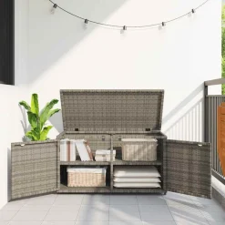 vidaXL Muebles De Jardín-Armario de almacenaje de jardín ratán PE 110x55x60,5 cm